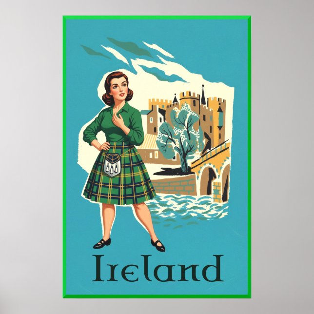 Poster Cartaz de Viagem da Irlanda  (Frente)