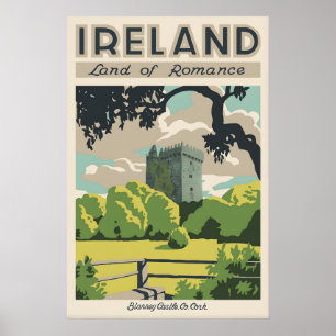 Poster Cartaz de Viagem da Irlanda Castelo Blarney Arte V