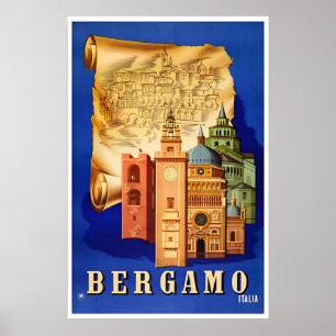 Poster Cartaz de Viagem da Itália de Bergamo Arte Italian