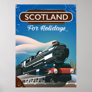 Póster Cartaz de viagem da locomotiva da Escócia
