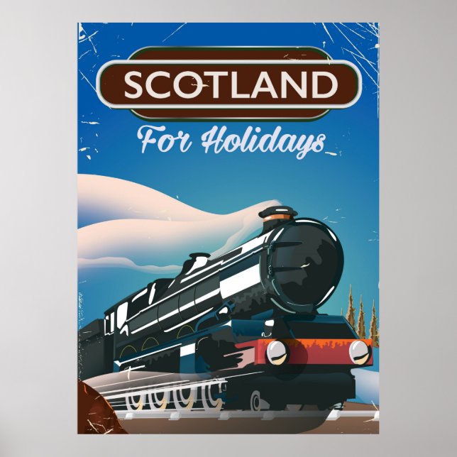 Póster Cartaz de viagem da locomotiva da Escócia (Frente)