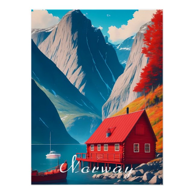 Póster Cartaz de Viagem da Noruega (Frente)