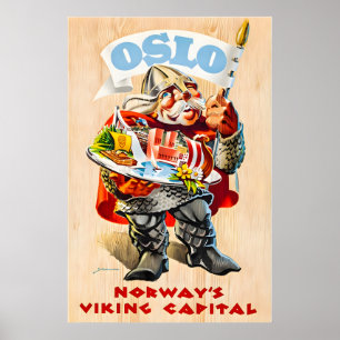 Poster Cartaz de Viagem da Noruega Arte Viking Oslo Nordi