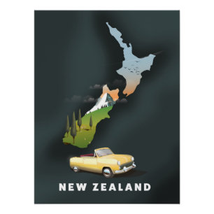 Póster Cartaz de viagem da Nova Zelândia