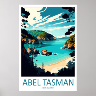 Poster Cartaz de Viagem da Nova Zelândia Abel Tasman Esqu