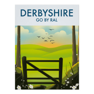 Póster Cartaz de viagem da paisagem de Derbyshire