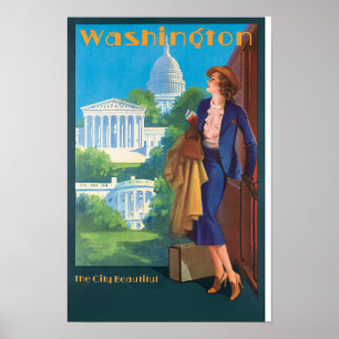 Poster cartaz de viagem da Pennsylvania Railroad (Washing