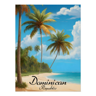 Póster Cartaz de Viagem da Praia da República Dominicana