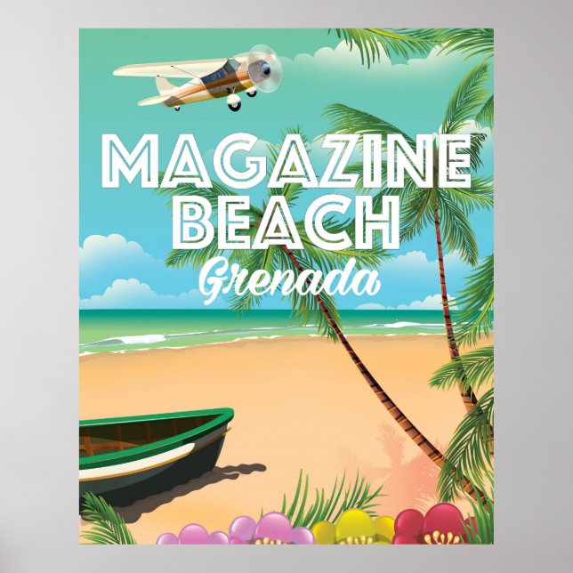 Poster Cartaz de Viagem da Praia da Revista de Granada (Frente)