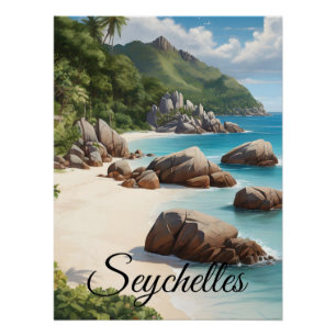 Póster Cartaz de Viagem da Praia das Seychelles