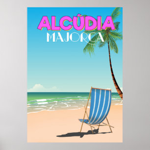 Póster Cartaz de viagem da praia de Alcúdia Maiorca