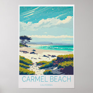 Poster Cartaz de Viagem da Praia de Carmel Califórnia