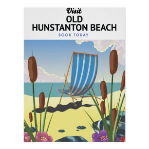 Póster cartaz de viagem da praia de Old Hunstanton