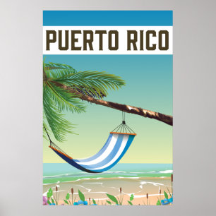 Poster Cartaz de viagem da praia de Porto Rico.