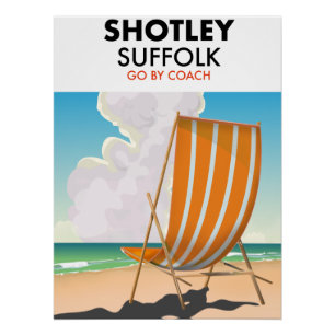 Póster Cartaz de viagem da praia de Shotley Suffolk
