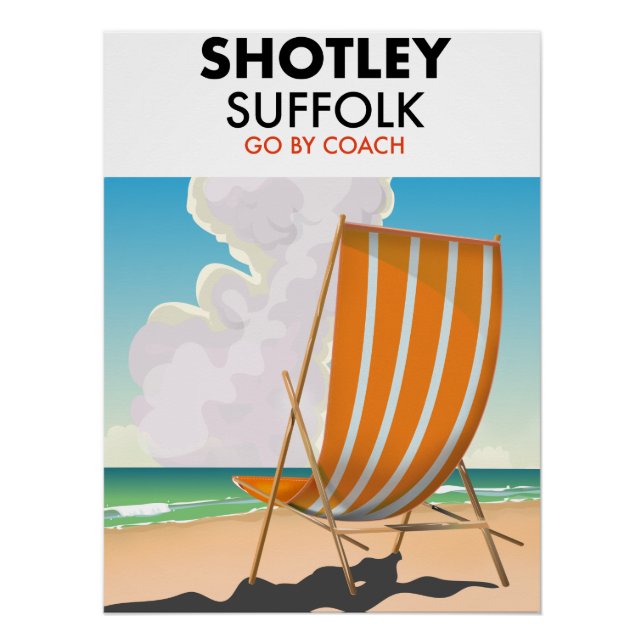 Póster Cartaz de viagem da praia de Shotley Suffolk (Frente)