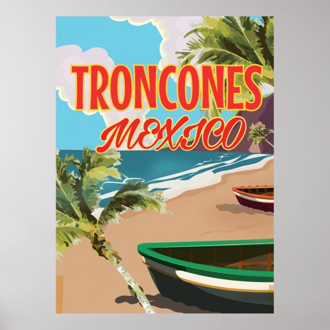 Poster Cartaz de viagem da Praia de Troncones México (Frente)