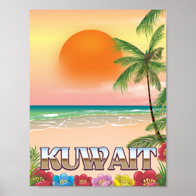 Poster cartaz de viagem da praia do kuwait (Frente)