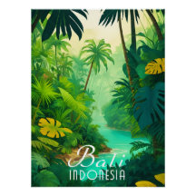 Cartaz de Viagem da Selva de Bali Indonésia