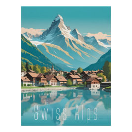 Póster Cartaz de Viagem da Suíça Alpes Suíços Matterhorn