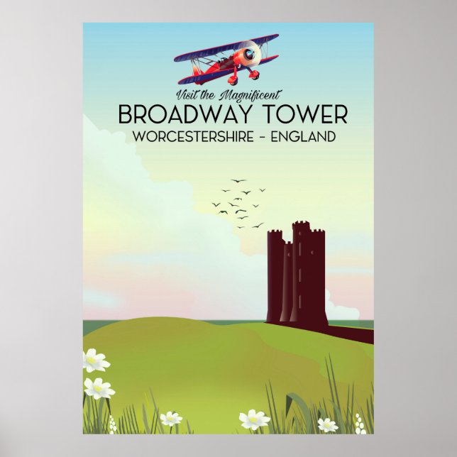 Poster cartaz de viagem da torre Broadway Worcestershire (Frente)