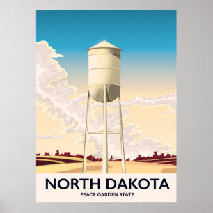 Póster cartaz de viagem da Torre de Água de Dakota do Nor