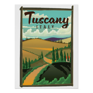 Póster cartaz de viagem da Toscana Itália