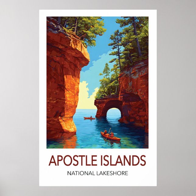 Poster Cartaz de Viagem das Ilhas do Apóstolo Wisconsin (Frente)