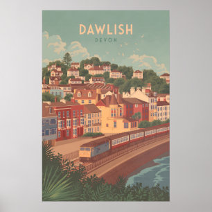 Poster Cartaz de Viagem Dawlish Devon Praia