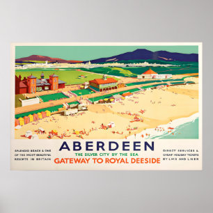 Poster Cartaz de Viagem de Aberdeen Escócia Portal para o