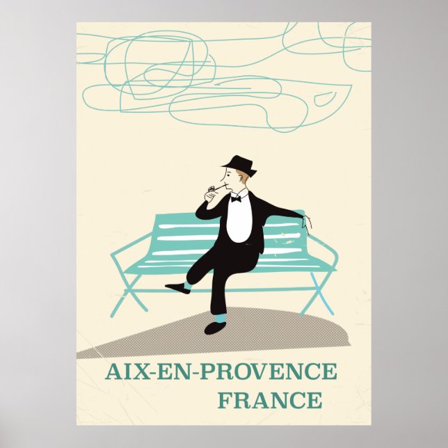 Poster Cartaz de viagem de Aix-en-Provence França (Frente)