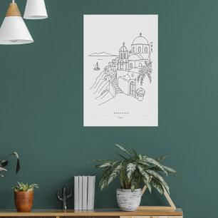 Poster Cartaz de Viagem de Arte de Linha Minimalista de S