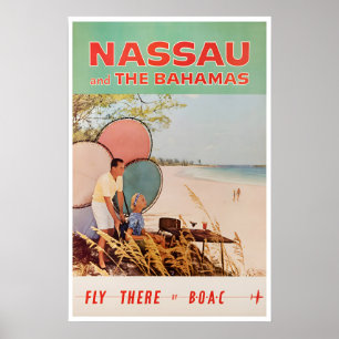 Poster Cartaz de Viagem de Arte de Nassau Bahamas Impress