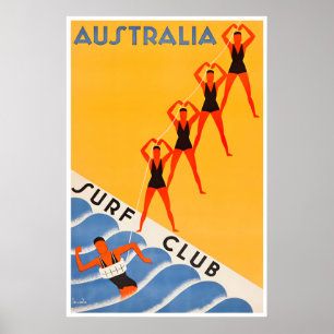 Poster Cartaz de Viagem de Arte de Natação da Austrália S