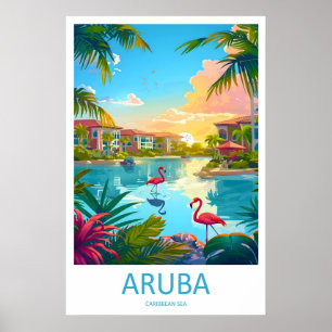 Poster Cartaz de Viagem de Aruba Parque Nacional Esqui Vi