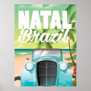 Póster Cartaz de viagem de automóvel vintage Natal Brasil