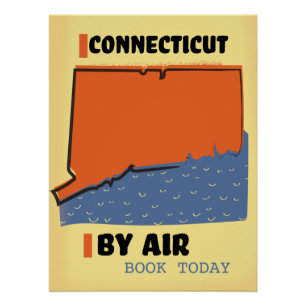 Póster Cartaz de viagem de avião por Connecticut
