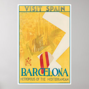 Poster Cartaz de Viagem de Barcelona Espanha Arte Impress