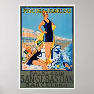 Poster Cartaz de Viagem de Barcelona San Sebastian Arte E