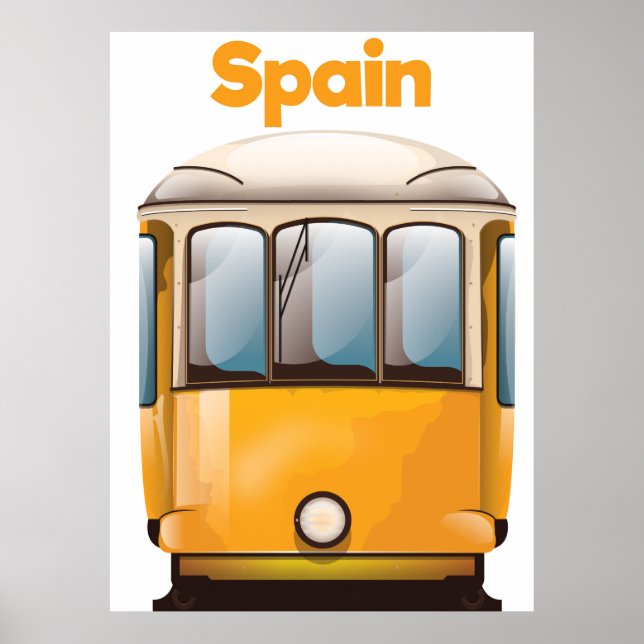 Póster cartaz de viagem de bonde amarelo da Espanha (Frente)