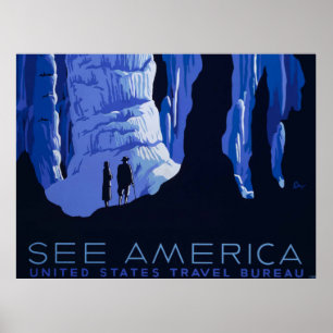 Póster Cartaz de Viagem de Caverna Cavernoso Vintage