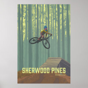 Poster Cartaz de Viagem de Ciclismo de Montanha Sherwood