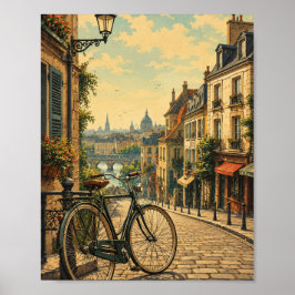 Poster Cartaz de Viagem de Cidade de Bicicleta Antiga par