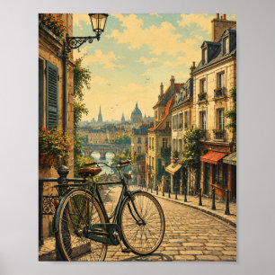 Poster Cartaz de Viagem de Cidade de Bicicleta Antiga par