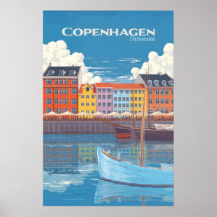 Poster Cartaz de Viagem de Copenhague Dinamarca