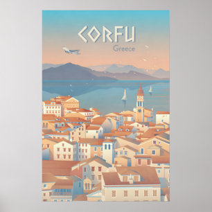 Poster Cartaz de Viagem de Corfu Grécia