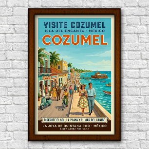 Poster Cartaz de Viagem de Cozumel, México, Anos 60