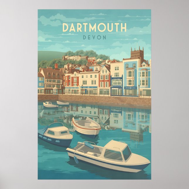 Poster Cartaz de Viagem de Dartmouth Devon à Beira-Mar (Frente)