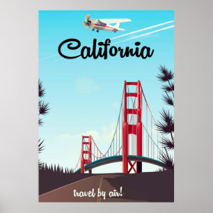 Póster Cartaz de viagem de desenho animado da Califórnia