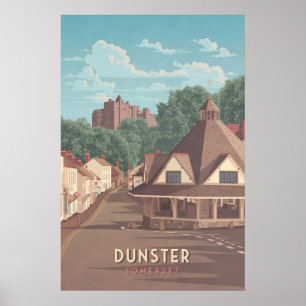 Poster Cartaz de Viagem de Dunster Somerset - O Mercado d